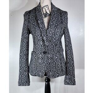 Olivia Moon Black and White Patterned Blazer, Womens Size Medium